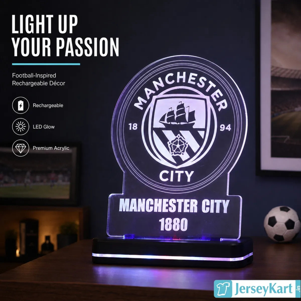 MNC 1880 Football Crest LED Acrylic Table Lamp