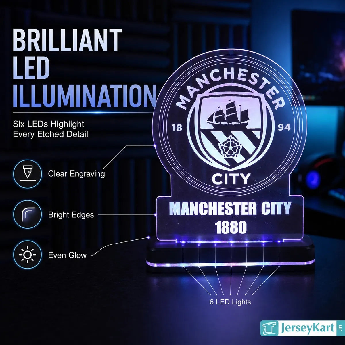 MNC 1880 Football Crest LED Acrylic Table Lamp