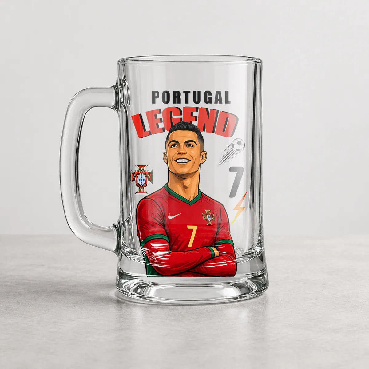Ronaldo 7 Edition Glass Mug | Sports Gift for Soccer Lovers