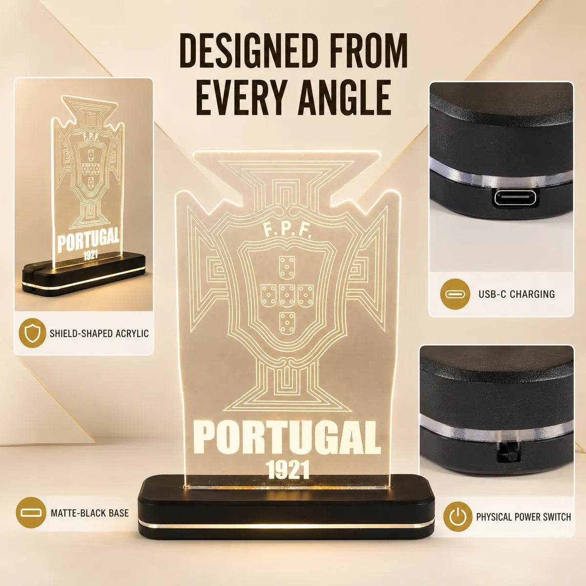 POR 1921 Football Crest LED Acrylic Table Lamp