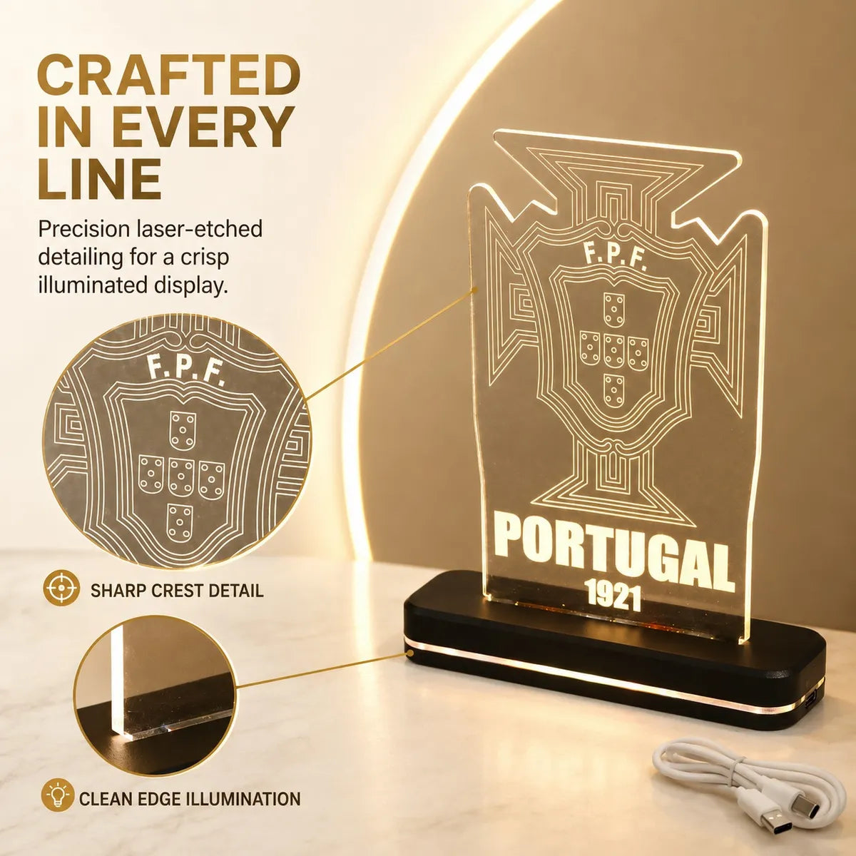 POR 1921 Football Crest LED Acrylic Table Lamp