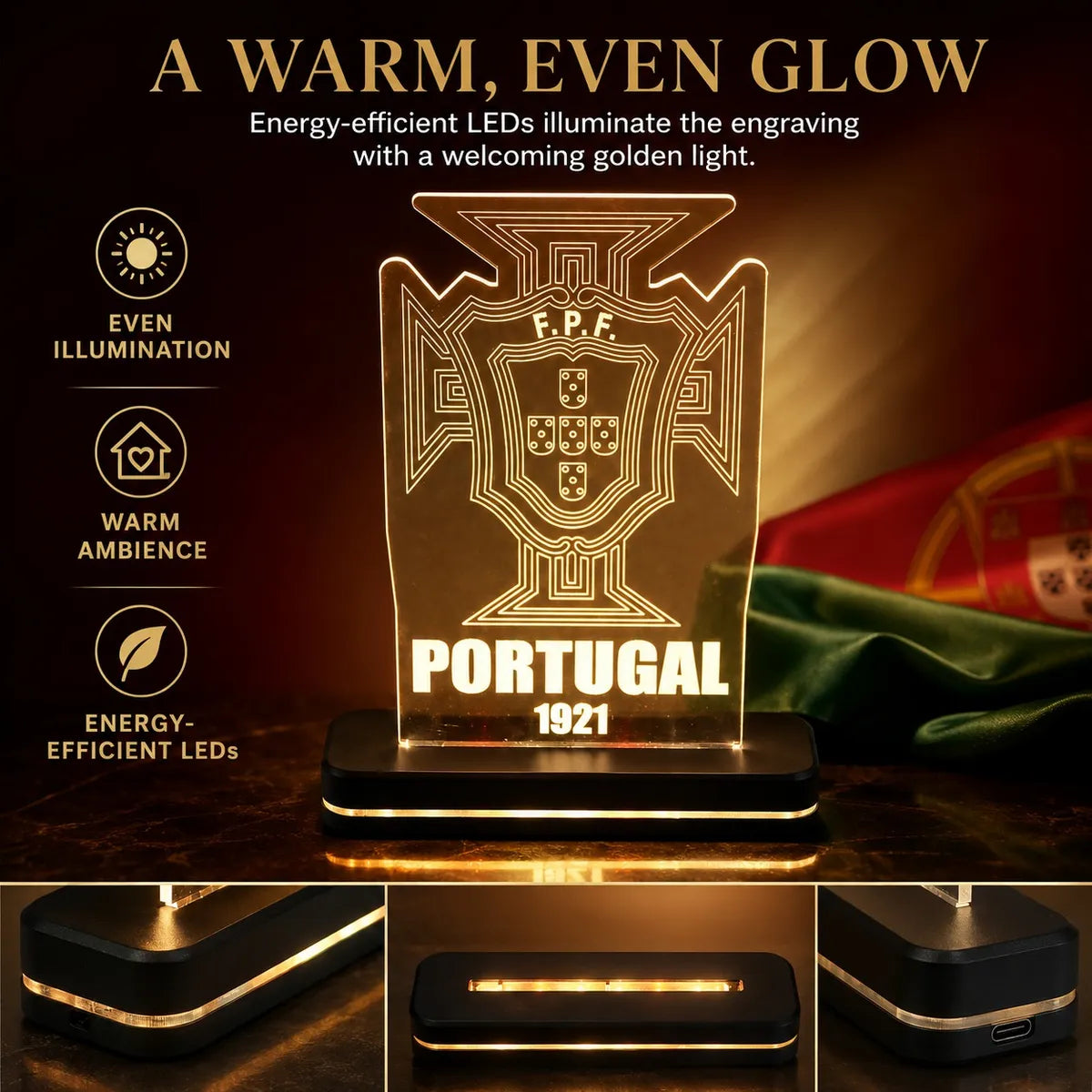 POR 1921 Football Crest LED Acrylic Table Lamp