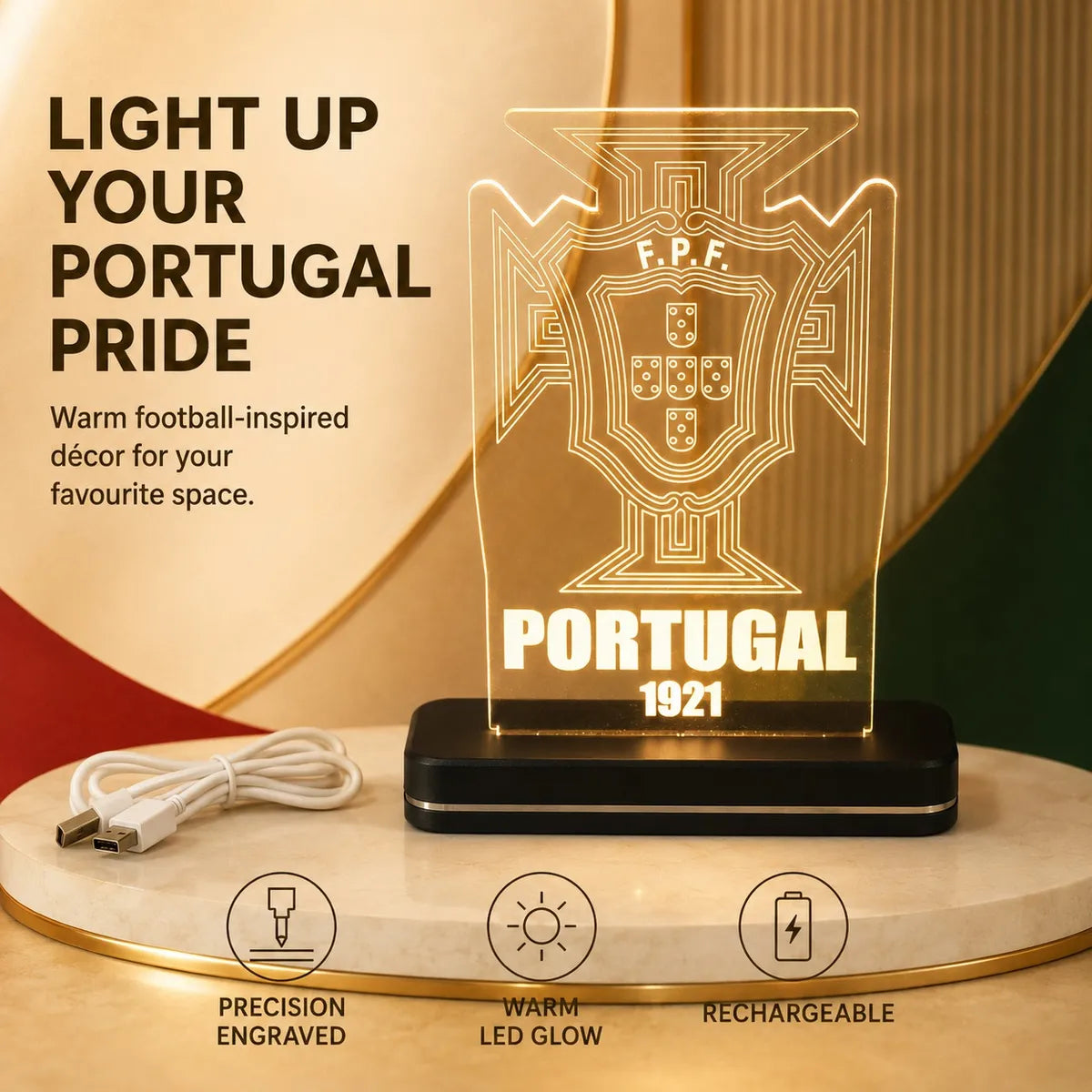 POR 1921 Football Crest LED Acrylic Table Lamp