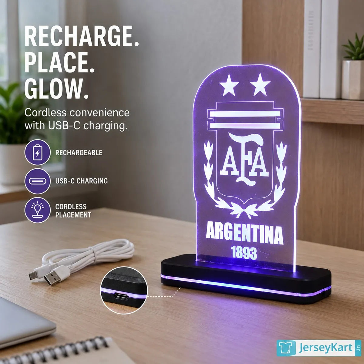 ARG 1893 Football Crest LED Acrylic Table Lamp