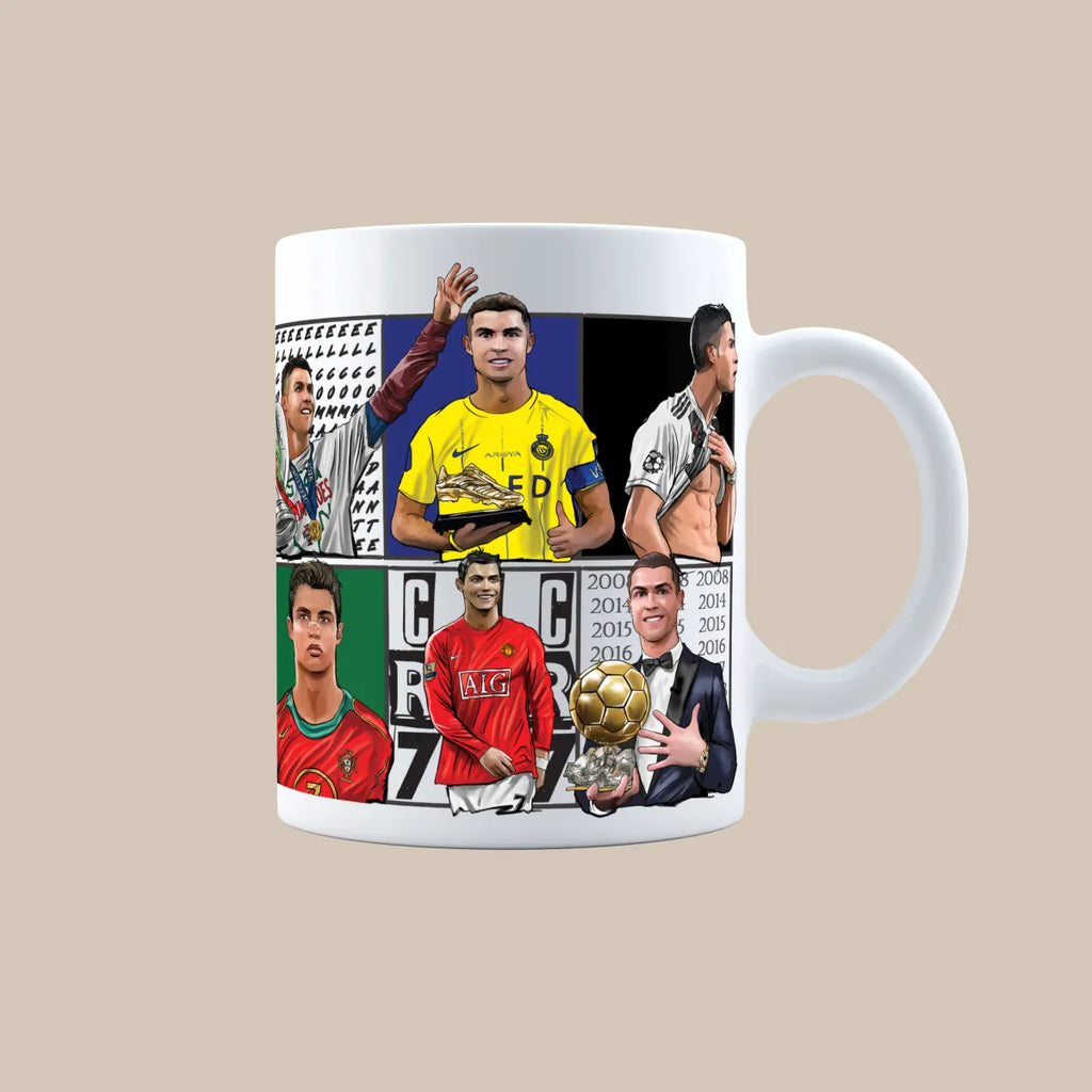 Messi vs Ronaldo GOAT Football Moments 3D Doodle Art Mug