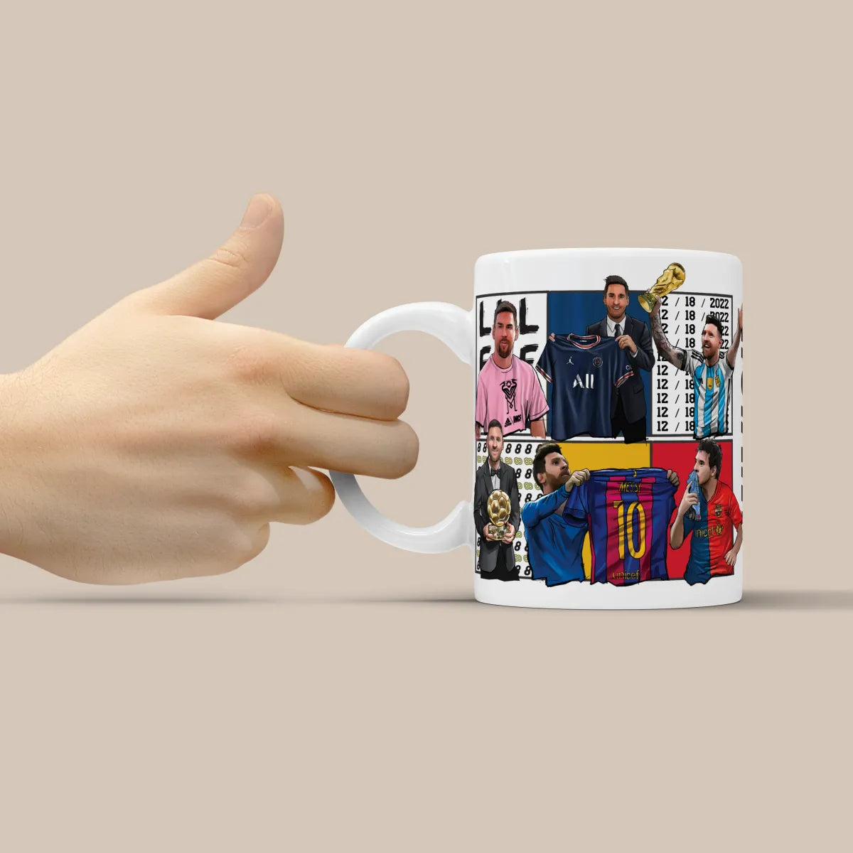 Messi vs Ronaldo GOAT Football Moments 3D Doodle Art Mug