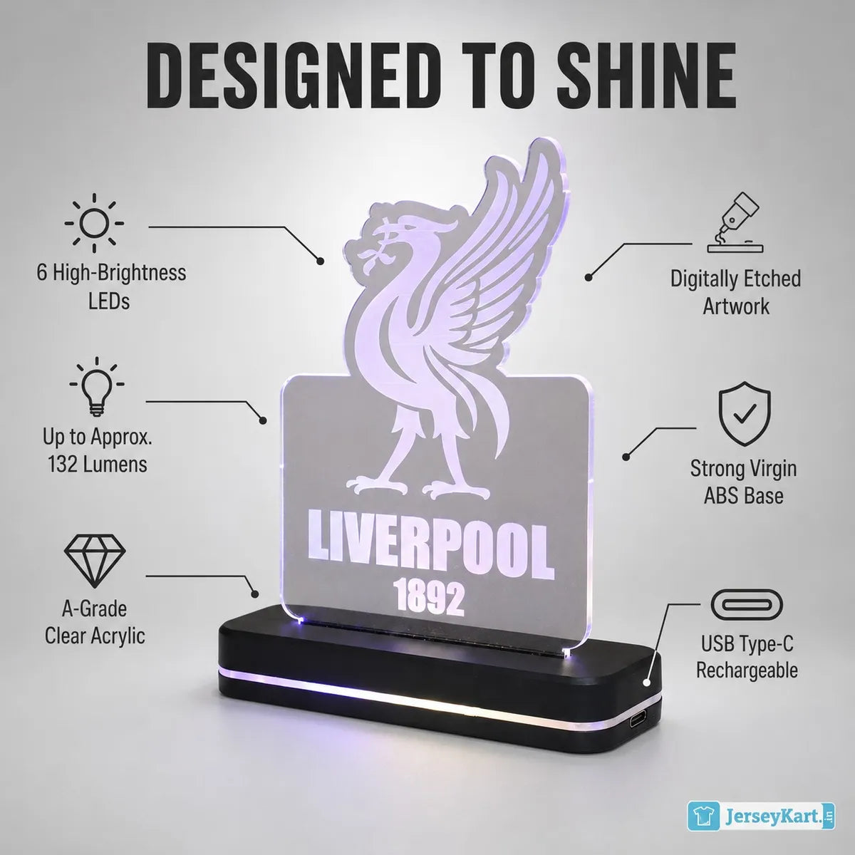 LVP 1892 Football Crest LED Acrylic Table Lamp