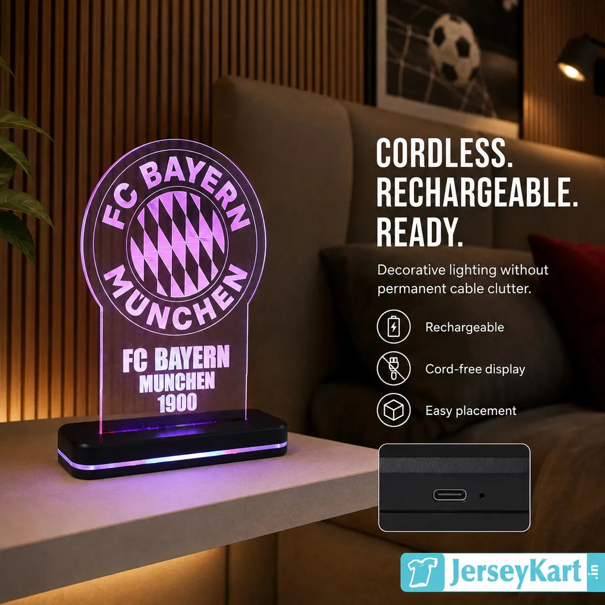 BYRN 1900 Football Crest LED Acrylic Table Lamp