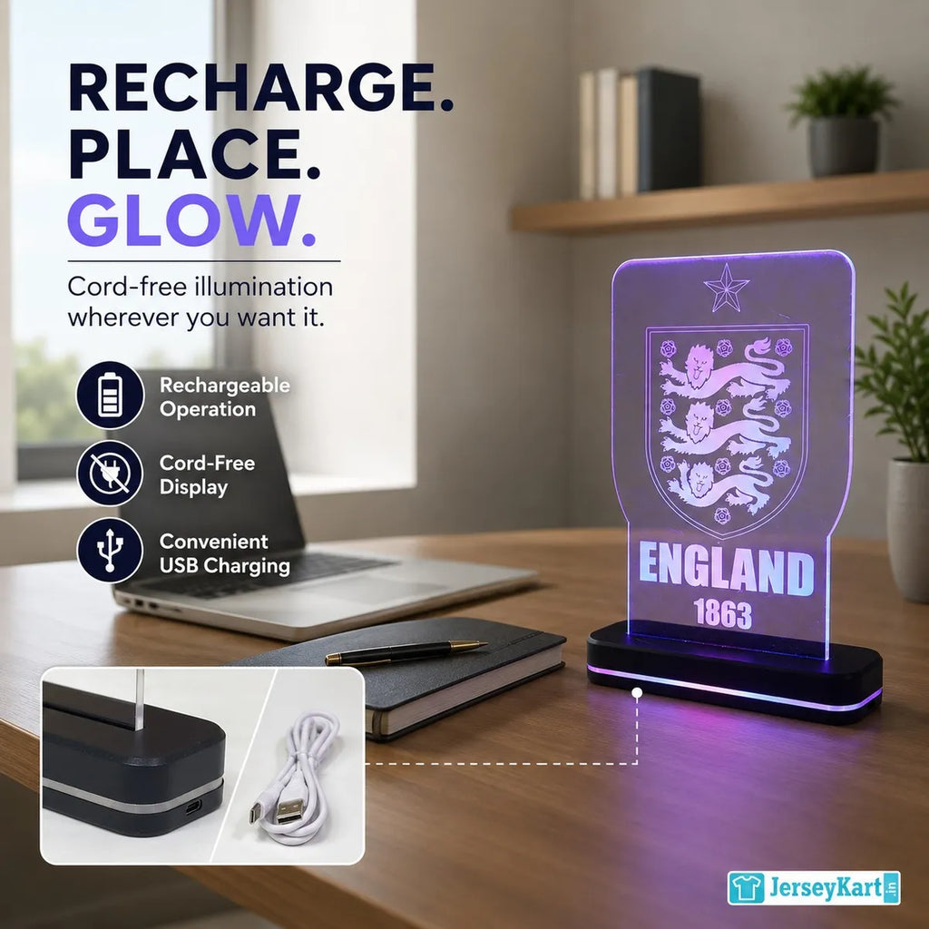 ENG 1863 Three Lions Football Crest LED Acrylic Table Lamp