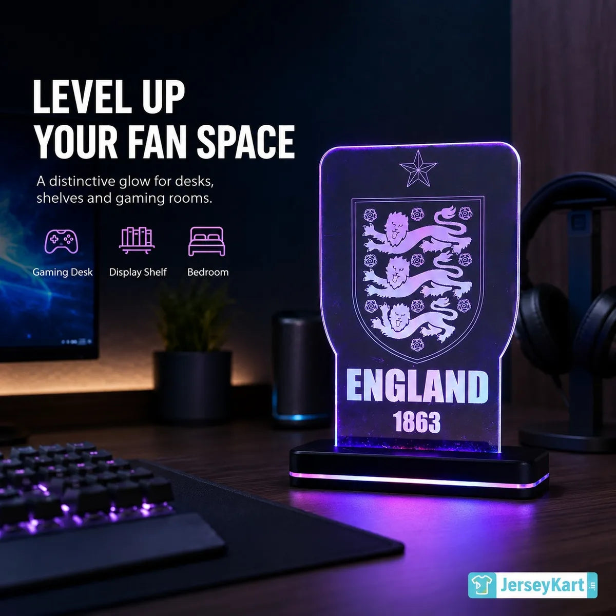 ENG 1863 Three Lions Football Crest LED Acrylic Table Lamp